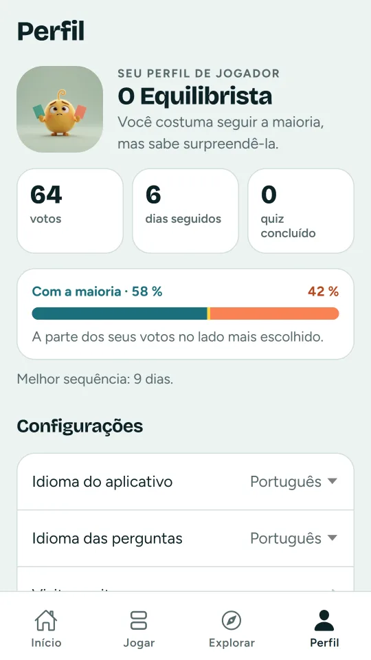 O teu perfil de jogador