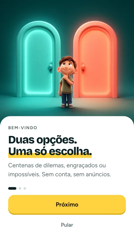 O ecrã de boas-vindas
